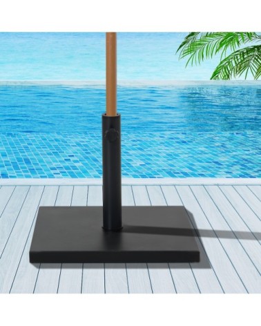 Pied de parasol carré poids net 11 Kg ciment métal noir