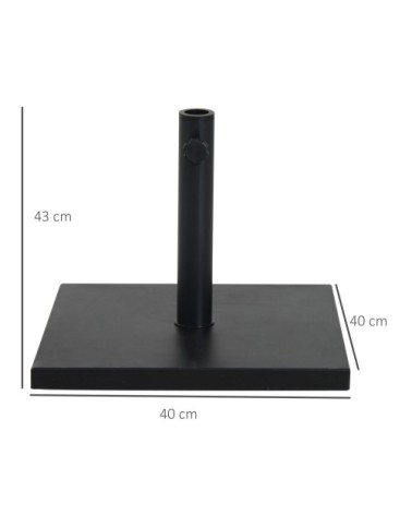Pied de parasol carré poids net 11 Kg ciment métal noir