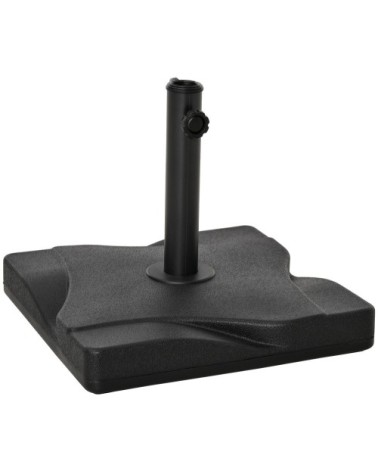 Pied de parasol carré poids net 20 Kg ciment HDPE noir