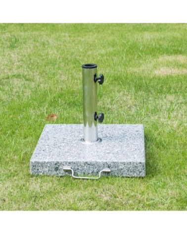 Pied de parasol granite gris poignée roulettes