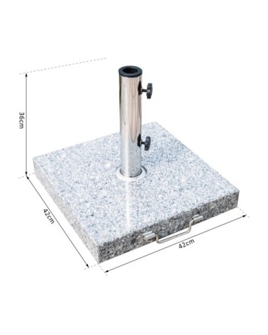 Pied de parasol granite gris poignée roulettes