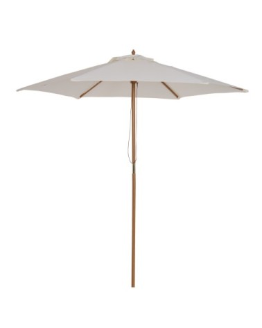 Parasol droit rond bambou polyester crème