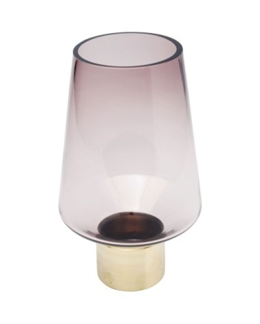 Vase en verre violet et acier doré h26