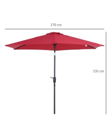 Parasol inclinable de jardin rouge vineux
