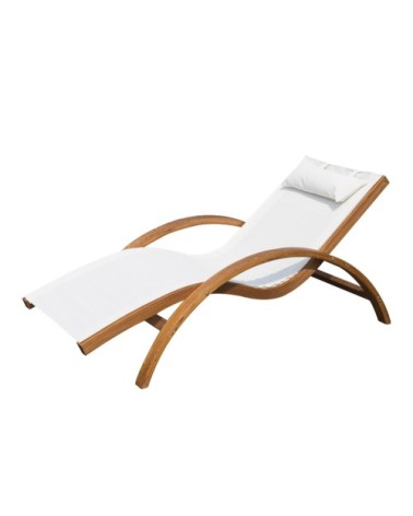 Transat bois massif naturel beige blanc