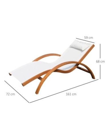 Transat bois massif naturel beige blanc