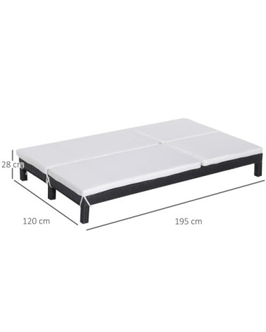 Bain de soleil transat 2 places grand confort matelas inclus
