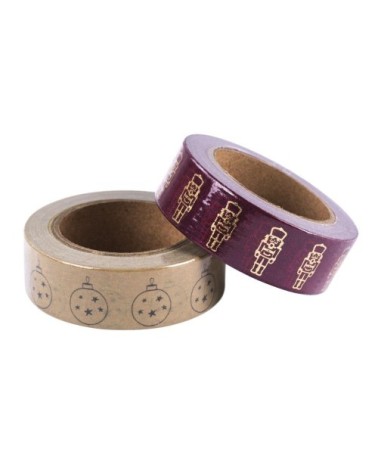 Masking tape boules de Noël et casse-noisettes 15 mmx10m - Lot de 2