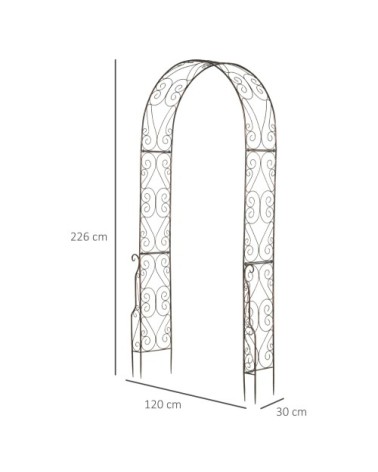 Arche de jardin style fer forgé métal époxy noir vieilli cuivré