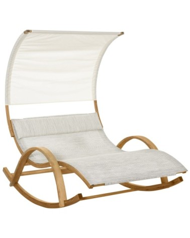 Bain de soleil à bascule 2 places design contemporain crème chiné