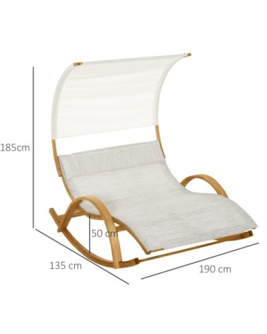 Bain de soleil à bascule 2 places design contemporain crème chiné