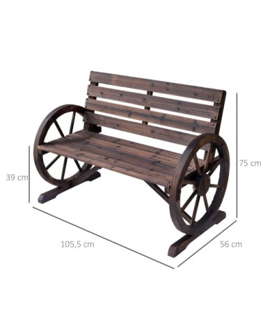 Banc de jardin 3 places rustique chic bois sapin traité carbonisation