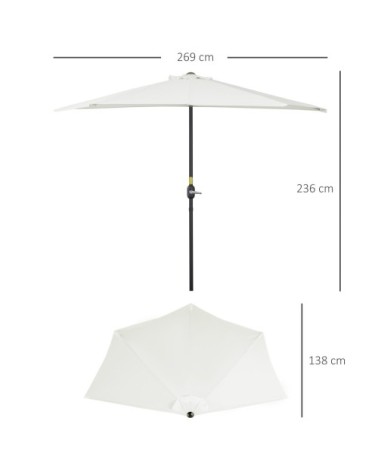 Demi parasol balcon crème