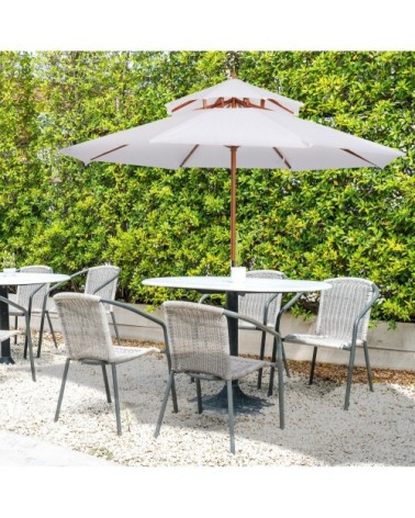 Parasol droit bois peuplier blanc