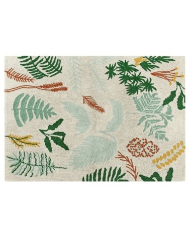 Tapis coton motif plantes et fleurs 140x200