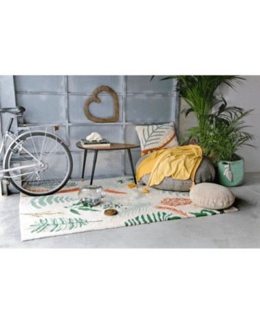 Tapis coton motif plantes et fleurs 140x200