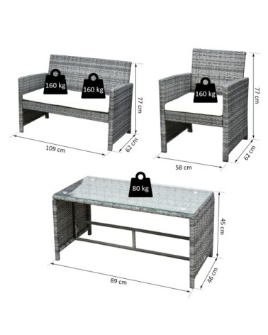 Ensemble salon de jardin 4 places