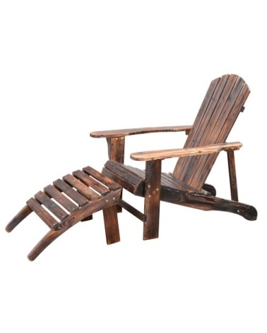 Fauteuil de jardin en pin avec repose-pied