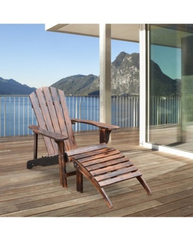 Fauteuil de jardin en pin avec repose-pied