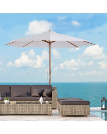 Parasol droit octogonal bois crème