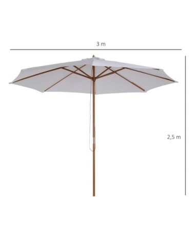 Parasol droit octogonal bois crème