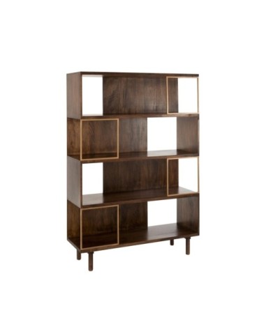 Etagère moderne en bois et métal doré