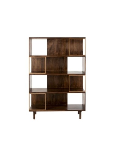 Etagère moderne en bois et métal doré