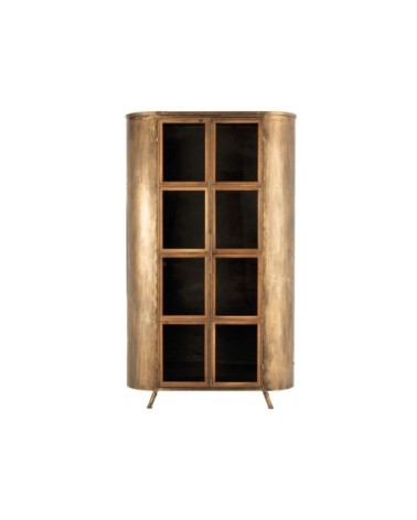 Grand buffet vitré en métal doré