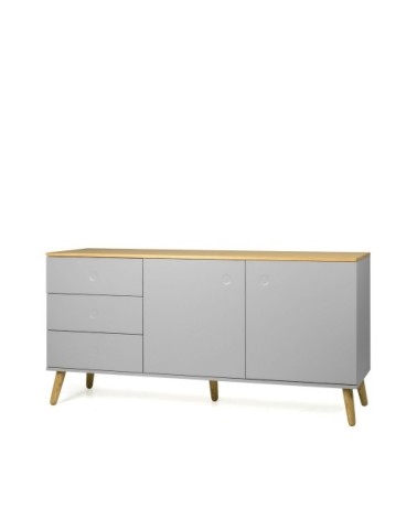 Buffet en bois 2 portes 3 tiroirs L162cm gris clair