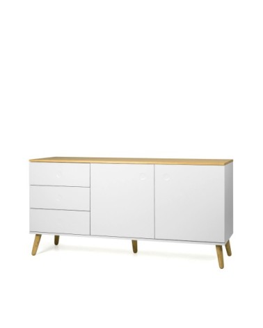 Buffet en bois 2 portes 3 tiroirs L162cm blanc