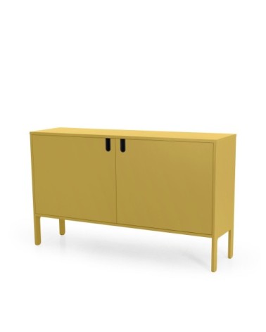 Buffet en bois 2 portes L148cm jaune moutarde