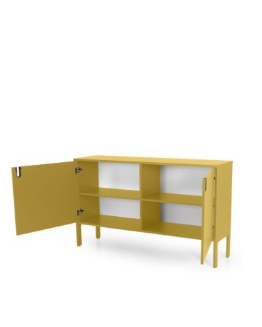 Buffet en bois 2 portes L148cm jaune moutarde