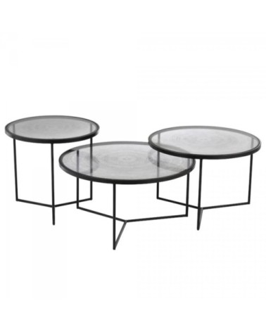 Lot de 3 tables gigognes rondes en verre