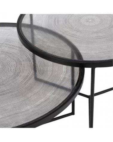Lot de 3 tables gigognes rondes en verre