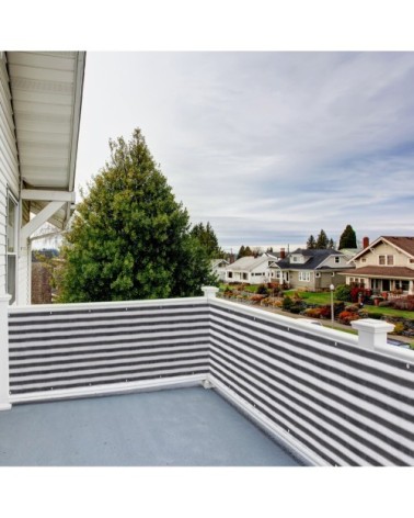 Lot de 2 brise-vue renforcés occultants bicolore rayé