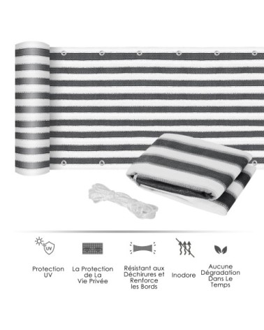Lot de 2 brise-vue renforcés occultants bicolore rayé