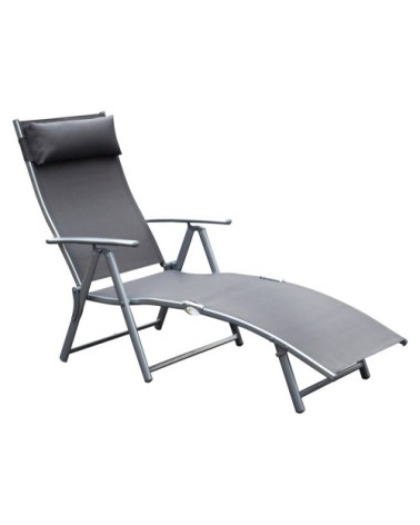 Transat inclinable multi-positions pliable gris