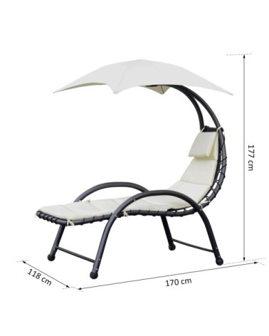 Bain de soleil design pare-soleil et matelas écru