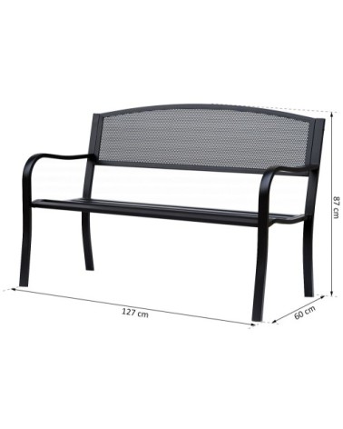 Banc 3 places de jardin style contemporain noir