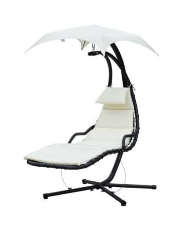 Transat bain de soleil suspendu blanc