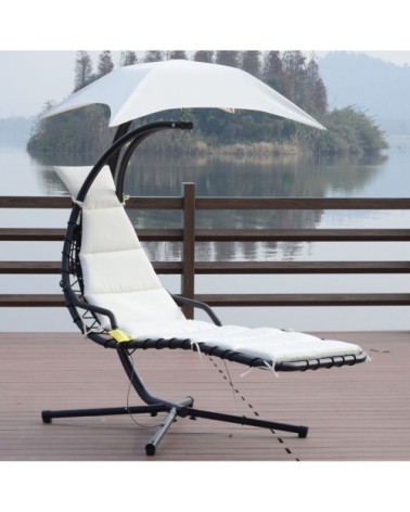 Transat bain de soleil suspendu blanc