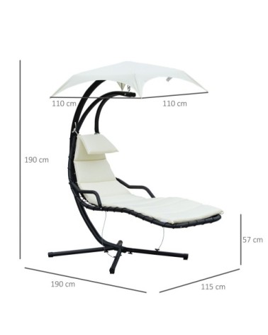 Transat bain de soleil suspendu blanc