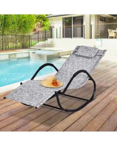 Chaise longue à bascule rocking chair design contemporain gris