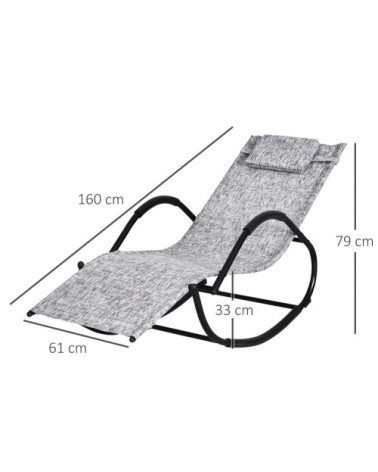 Chaise longue à bascule rocking chair design contemporain gris