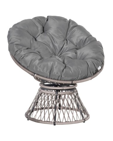 Fauteuil papasan pivotant grand confort gris