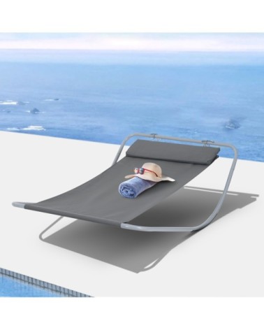 Transat bain de soleil à bascule 2 places gris