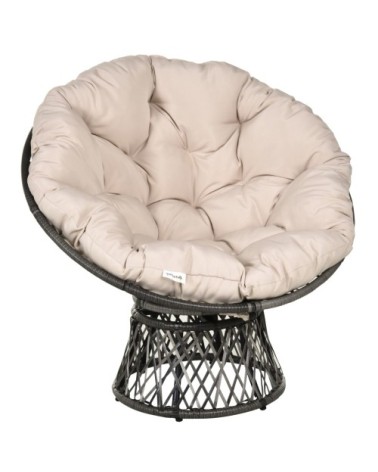 Fauteuil papasan pivotant grand confort crème