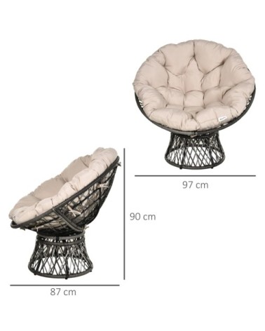 Fauteuil papasan pivotant grand confort crème