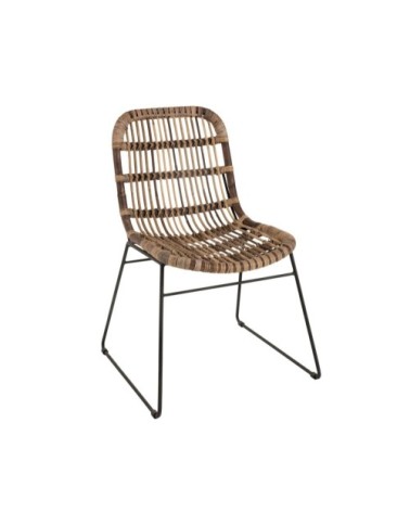 Chaise bohème intérieur extérieur en teck et métal