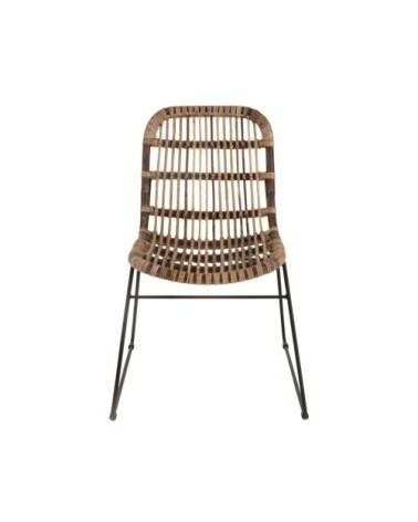 Chaise bohème intérieur extérieur en teck et métal